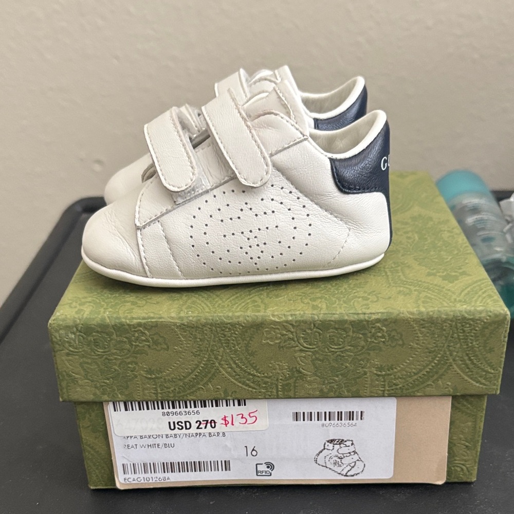 Gucci Baby White Leather Shoes